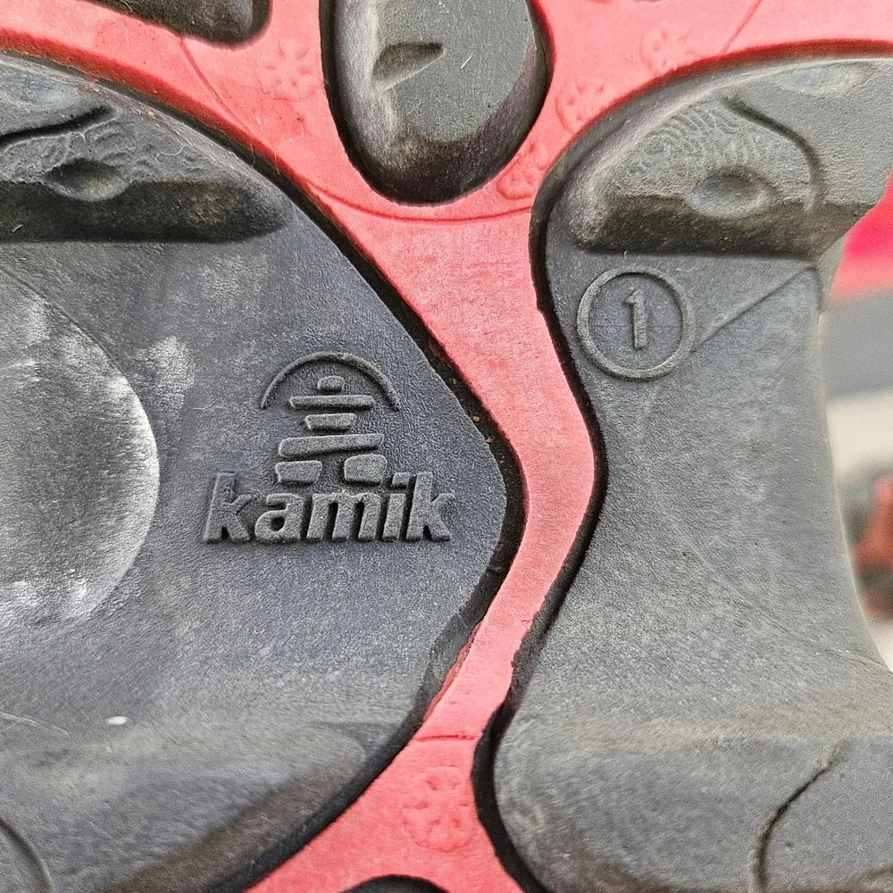 Kamik Scarlet Waterproof Insulated Winter Snow Boots Red Fur Trim Kids Sz 1 READ